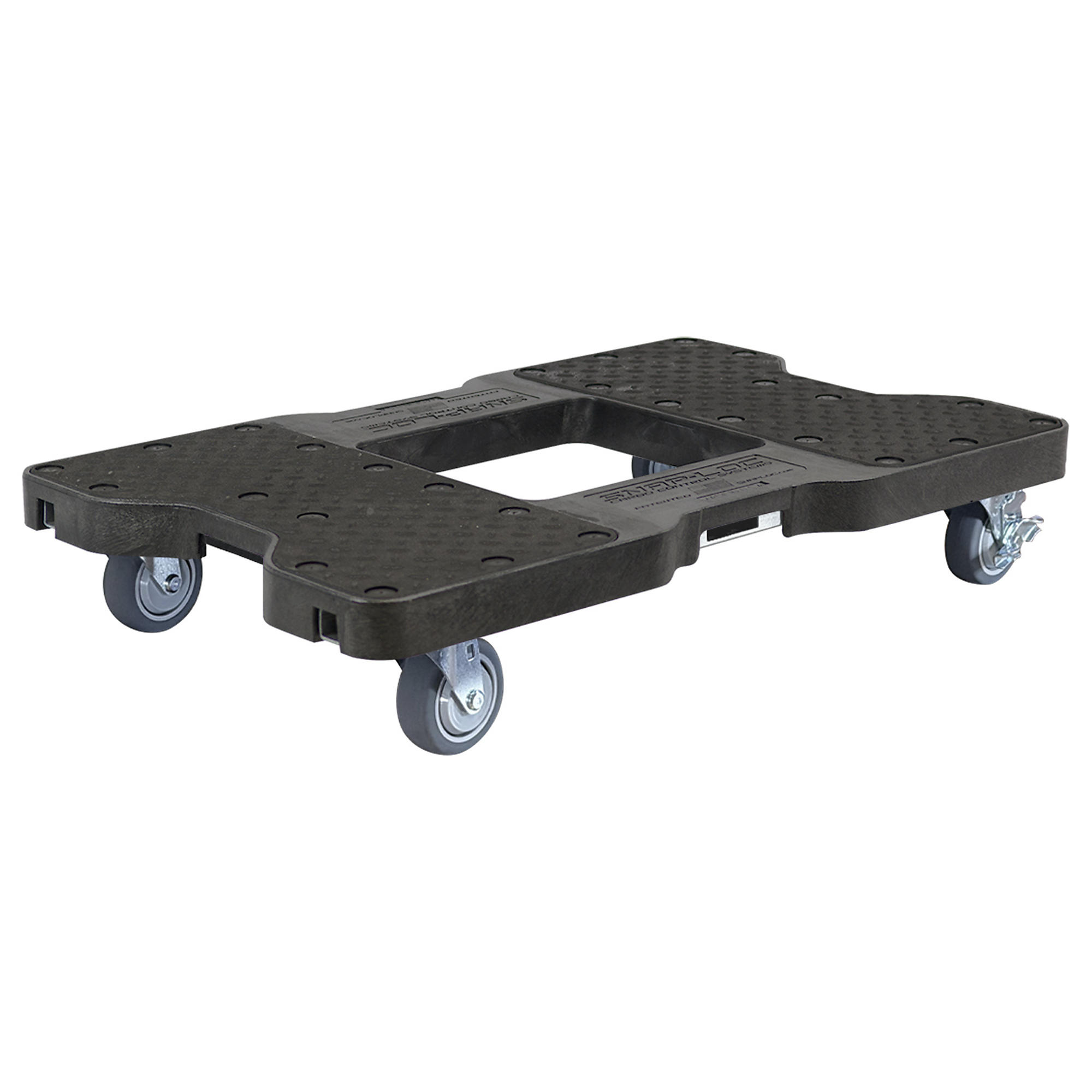 SNAP-LOC 1000-Pound Easy-Roll Low Profile E-Track Dolly Black, Heavy Duty 3.5-Inch Thermoplastic Swivel Non-Marking Caster Wheels, Model# SL1000D3TB